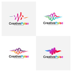 Colorful Pulse logo Concepts Vector. Pulse People Logo Design Template Vector. Sound waves vector illustration design template. unique pulse or wave logo design