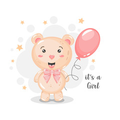 Cute bear girl with balloon. It's a girl.