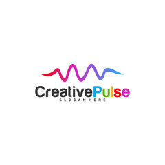 Colorful Pulse logo Concepts Vector. Pulse People Logo Design Template Vector. Sound waves vector illustration design template. unique pulse or wave logo design