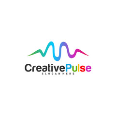 Colorful Pulse logo Concepts Vector. Pulse People Logo Design Template Vector. Sound waves vector illustration design template. unique pulse or wave logo design