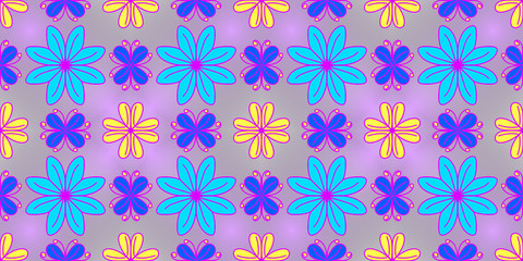 Seamless endless repeating bright ornament of multi-colored geometric shapes