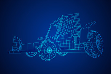 Off road dune buggy car. Terrain vehicle. Outdoor car racing, extreme sport oncept. Wireframe low poly mesh vector illustration