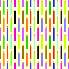 EPS 10 vector. Seamless pattern with multicolored pencils.