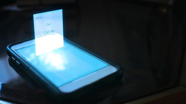 Digital hologram text message series - Dad call me text