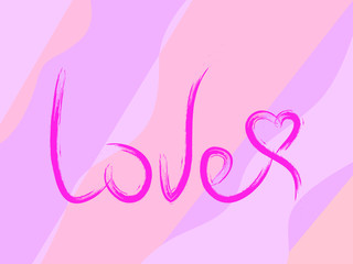 EPS 10 vector. Brush stroke love on pink background.