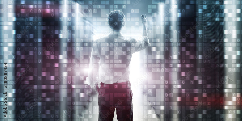 Poster digital background matrix information technology and internet concept