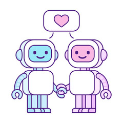 Cute robots in love