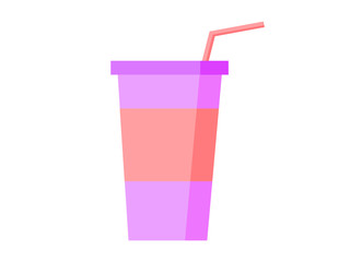 EPS 10 vector. Cute pink smoothie cup on white background.