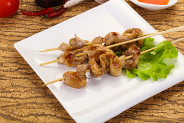 Chicken skin skewer