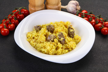 Rice with Chicken hearts