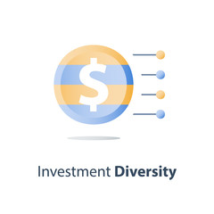 Asset diversification, investment fund structure, mutual fund concept, financial solution, capital distribution