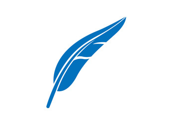 feather pen blue icon vector 