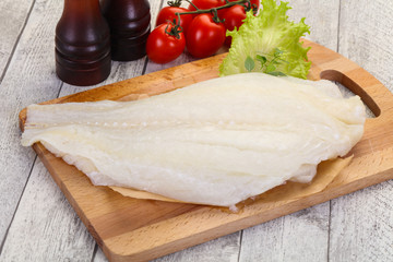 Raw halibut fillet