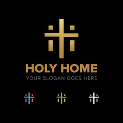 Fototapeta premium CROSS LOGO HOLY HOME CHURCH SYMBOL VECTOR ICON
