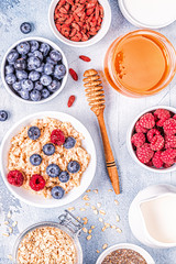 Breakfast, oatmeal with berries.
