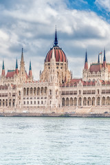 Obraz premium A landscape view of Budapest city, the Hungarian parliament.