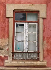 Fototapeta na wymiar ancient windows at old european city Portugal