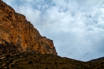Beautiful view from the Caminito Del Rey mountain in a cloudy day. Andalusia, Spain