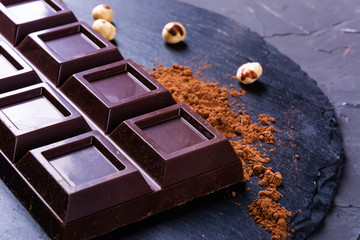 Chocolate bar with cocoa