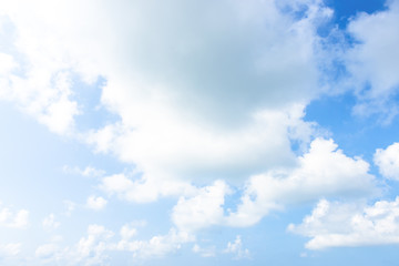 Nature Bright blue Sky with white clouds on blackground. Beautiful sky and clouds in the afternoon.