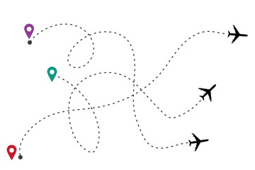 Airplane with track on white background Illustration