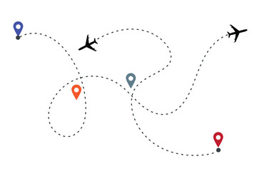 Airplane with track on white background Illustration