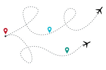 Airplane with track on white background Illustration