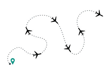 Airplane with track on white background Illustration