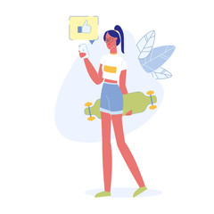 Teenage Social Media User Flat Vector Character