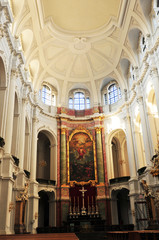 The interior design of the historic catholic woman church in Dresden