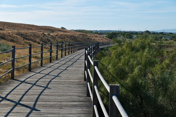 Obraz premium Lagoa dos Salgados in Albufeira, Portugal. Natural reserve and tourist attraction for birdwatching