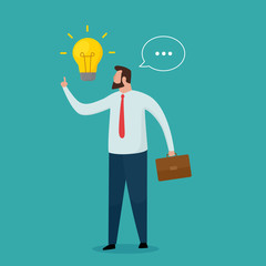 Businessman offers new ideas. Business concept. Vector illustration. Flat design.