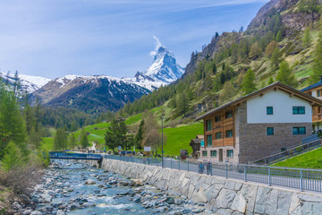 The summit of the matterhorn mountain viewed from zermatt
