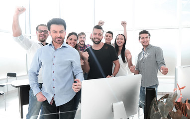 professional business team standing in a modern office