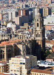 Naklejka premium Cityscape of Malaga Spain including Cathedral 