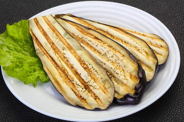 Grilled eggplant in the bowl