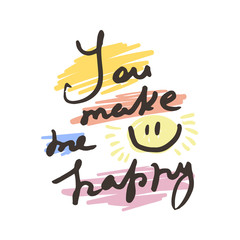 Vector hand draw lettering. Ink draw illustration for postcard, greeting card and banner. Grunge lettering logo