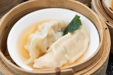 Various thai Dim Sam on the table in morning light 