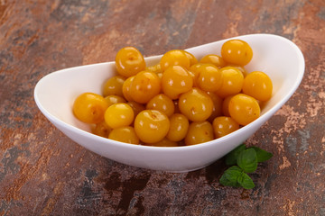 Yellow ripe cherry dessert