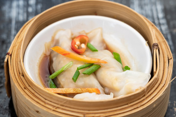 Various thai Dim Sam on the table in morning light 