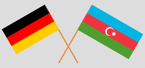 Azerbaijan and Germany. Crossed Azerbaijani and German flags