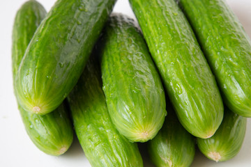 Cucumbers. Background. Close up. Vegetables, healthy, proper nutrition.