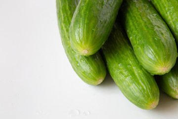 Cucumbers. Background. Close up. Vegetables, healthy, proper nutrition.