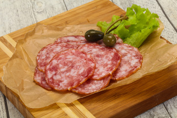 Spanish Salchichon sausage with salad