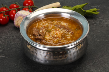Caucasian Kharcho soup with beef meat