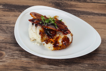 Rice with duck breast in Unagi sauce