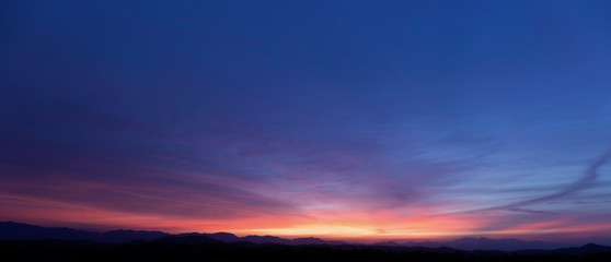 Sunset, mountain background, sky, colorful.