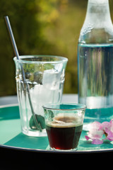 Making of coffee tonic drink