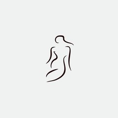 woman shape nude line illustration vector
