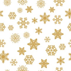 Merry Christmas Gold elements on white background. Seamless graphic pattern made with elements of zentangl and doodle. Wrapping paper illustration